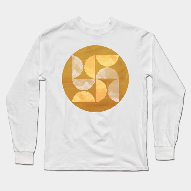 Rust mid century modern shapes, pixel art Long Sleeve T-Shirt by WhalesWay